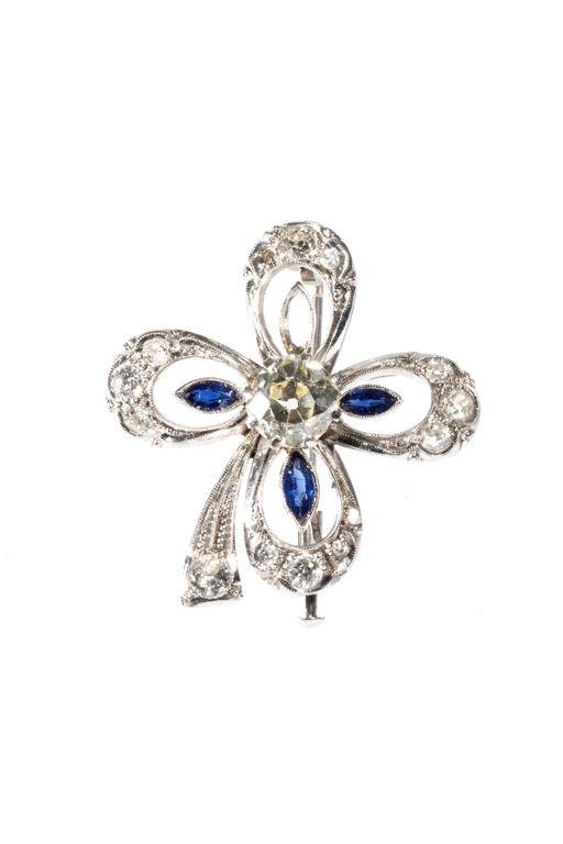 18k Gold Sapphire and Diamond Brooch