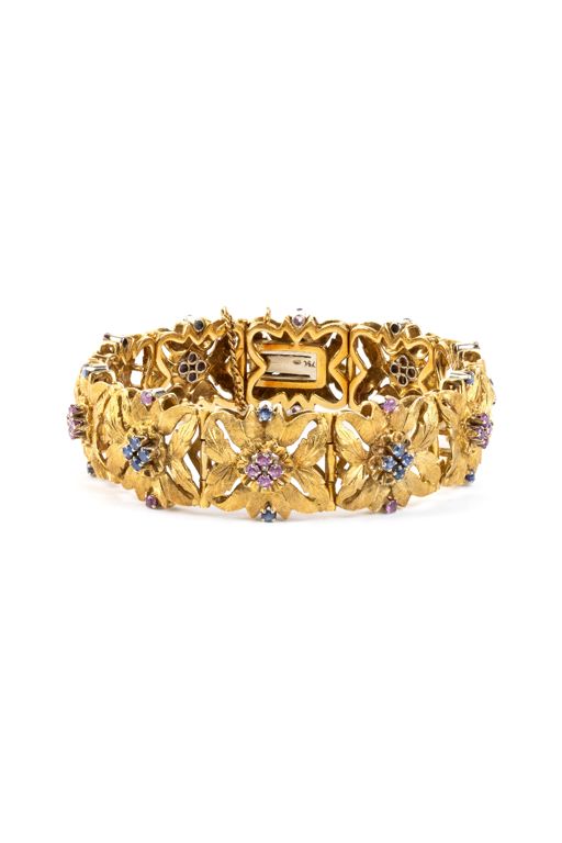 18k Gold Sapphire and Ruby Bracelet