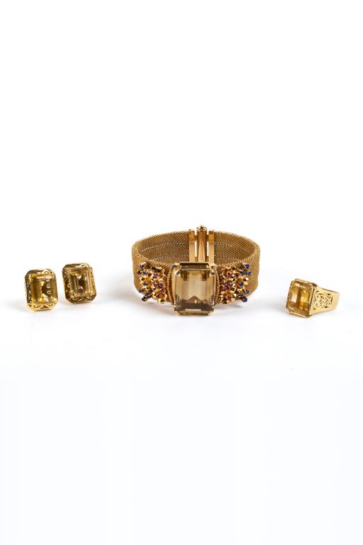 18k Gold Multi-Gem Jewelry Set