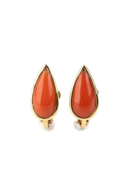 Pair of 18k Gold Coral Earrings