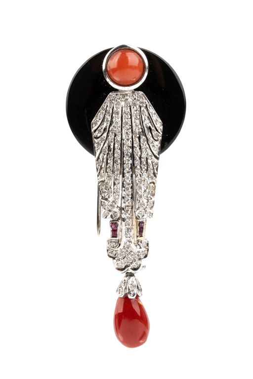 18k Gold Multi-Gem Brooch