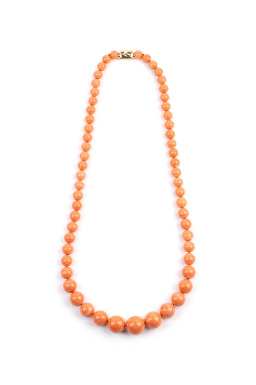 18k Gold Coral and Diamond Necklace