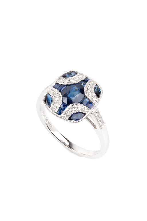 Platinum Sapphire and Diamond Ring