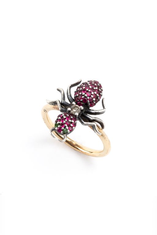 9k Gold, Silver Ruby and Diamond Ring