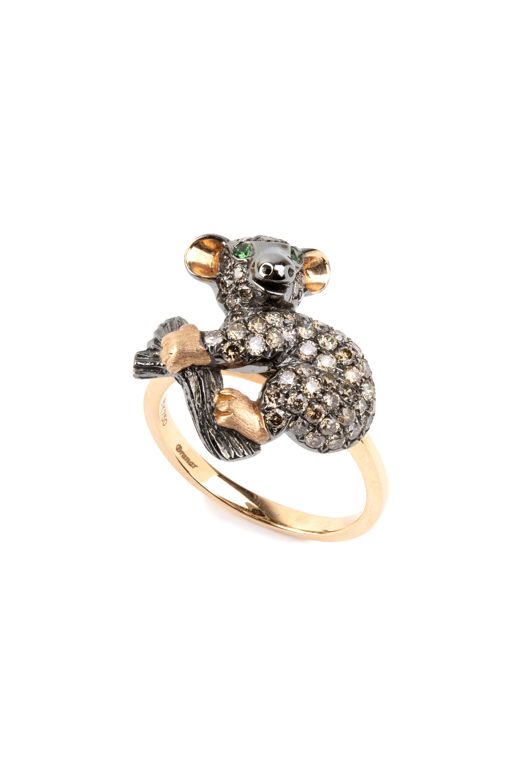 18k Gold Diamond and Tsavorite Ring