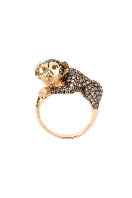 18k Gold Diamond and Tsavorite Ring