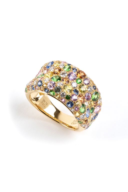 18k Gold Multi-Gem Ring