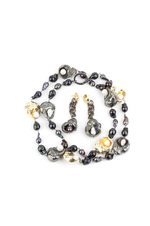 Pearl Necklace and Earrings