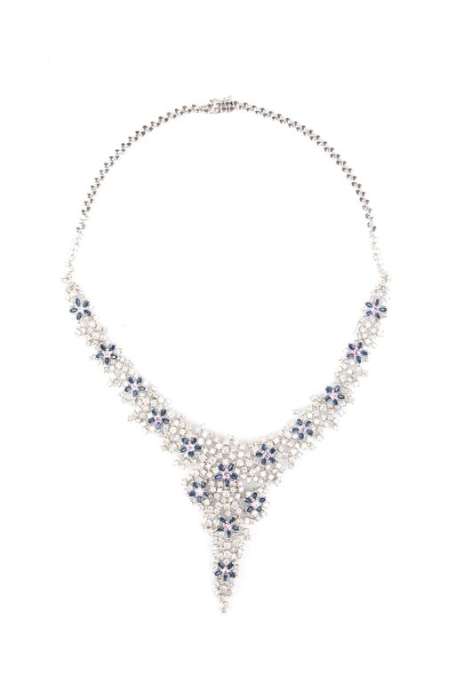 18k Gold Sapphire and Diamond Necklace