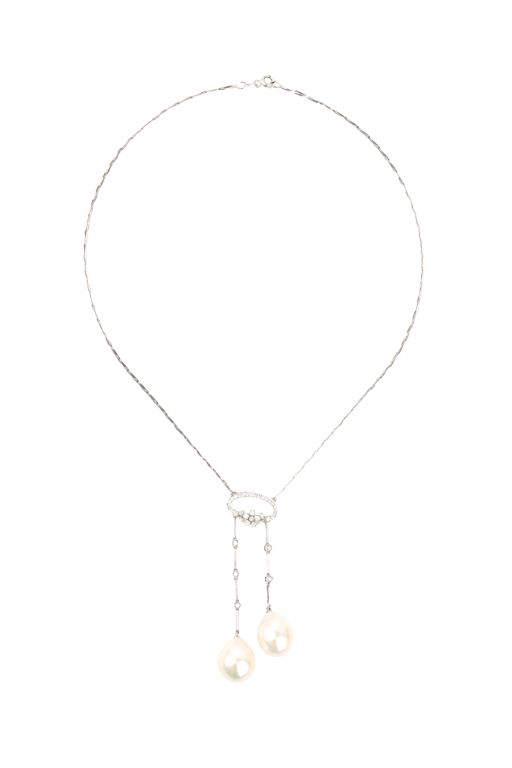 18k Gold Pearl and Diamond Necklace