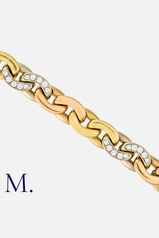 18k Yellow, White and Rose Gold Diamond Bracelet