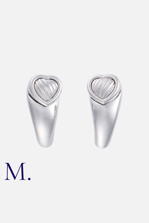 18k White Gold Heart Earrings