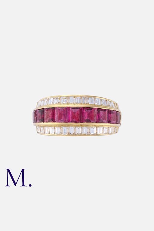 18k Yellow Gold Ruby and Diamond Ring