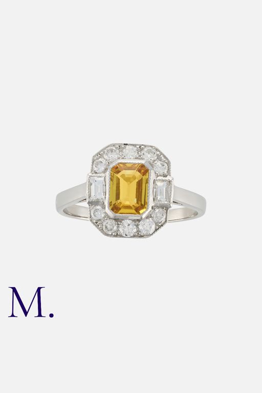 Platinum Sapphire and Diamond Ring
