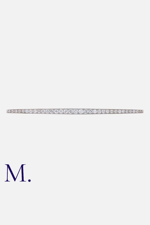 Platinum Diamond Bar Brooch