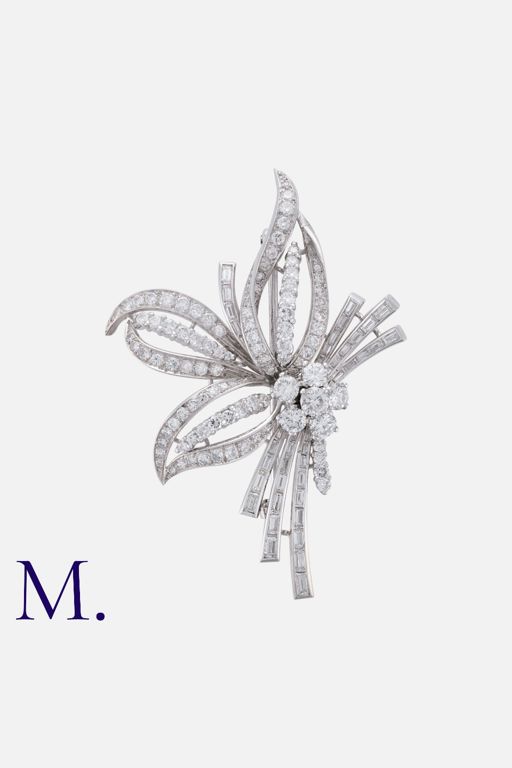 Platinum Diamond Spray Brooch