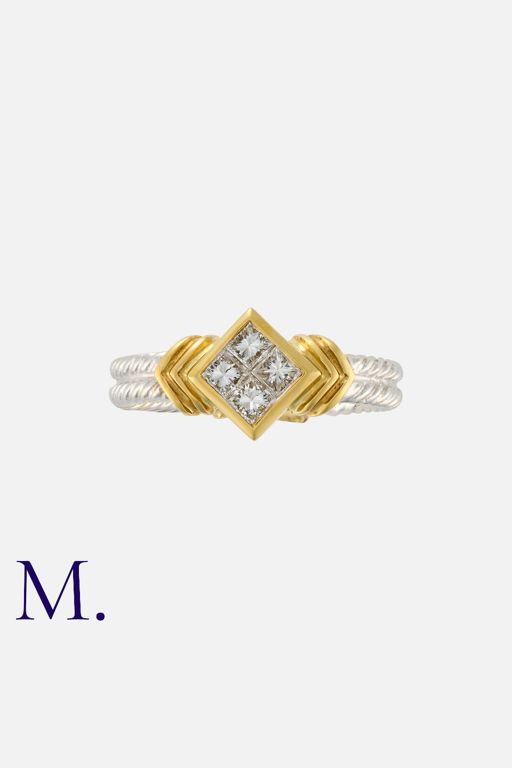 18k Yellow and White Gold Diamond Ring
