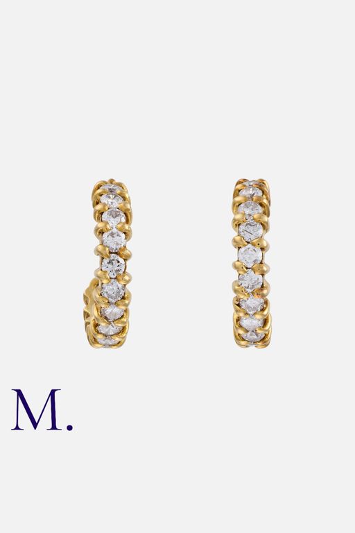 18k Yellow Gold Diamond Hoop Earrings