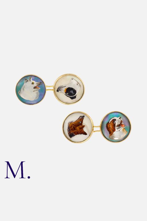 18k Yellow Gold Essex Crystal and MOP Cufflinks