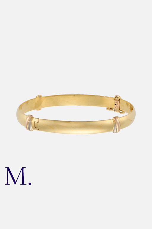 18k Yellow, White and Rose Gold Bangle Bracelet