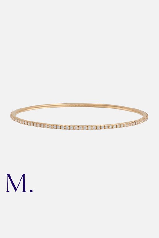18k Rose Gold Diamond Bangle Bracelet