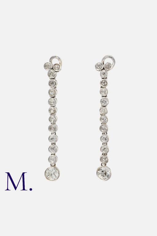 18k White Gold Diamond Drop Earrings