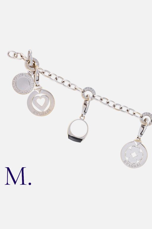 18k White Gold Charm Chain Bracelet