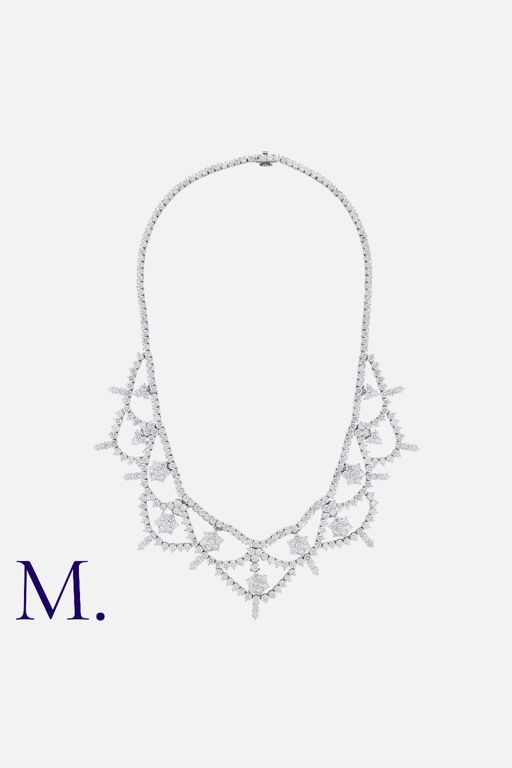 Platinum Diamond Fringe Necklace