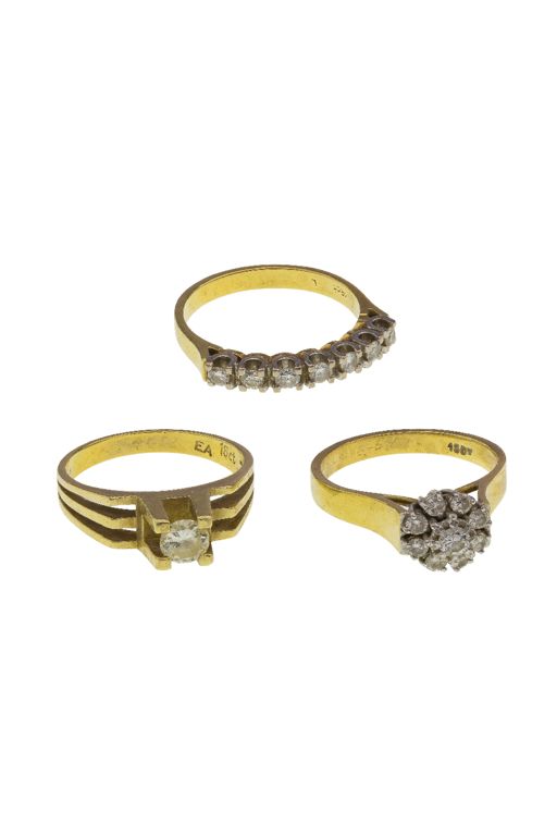 Three 18k Gold Diamond Rings