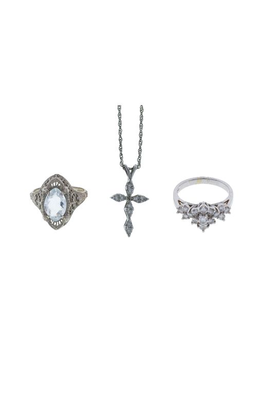 14k White Gold Tourmaline and Diamond Set