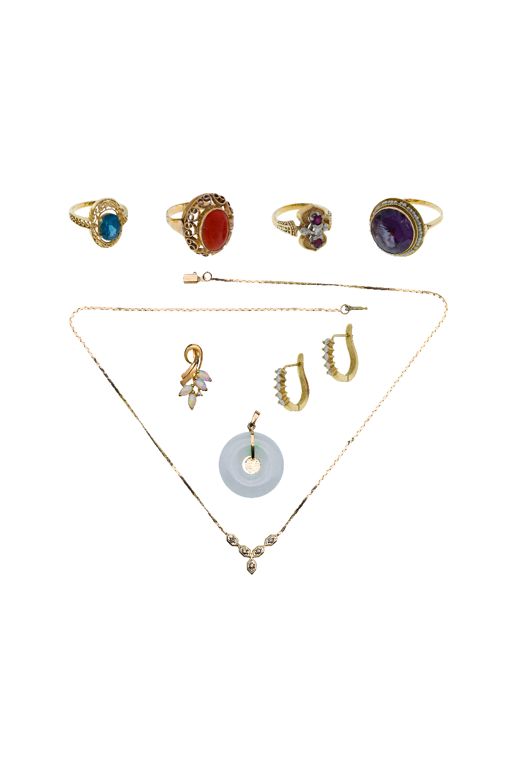 14k Gold Multi-Gem Jewelry Set