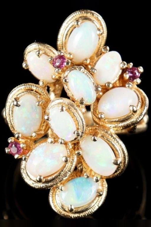 14k Gold Ruby and Opal Ring