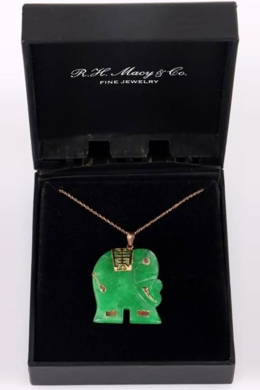 14k Gold Jade and Topaz Pendant Necklace
