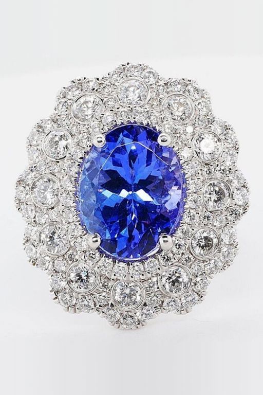 Platinum Diamond and Tanzanite Ring