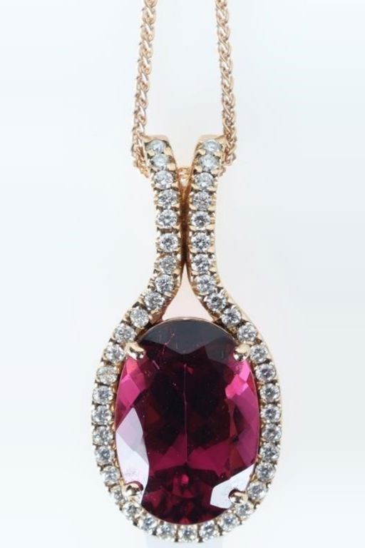 14k Gold Tourmaline and Diamond Necklace