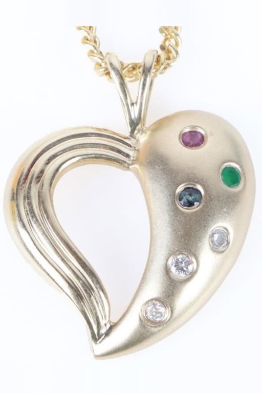 14k Gold Multi-Gem Pendant Necklace