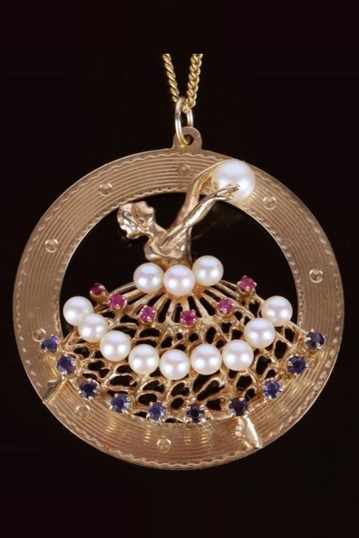 Gold Multi-Gem Pendant Necklace