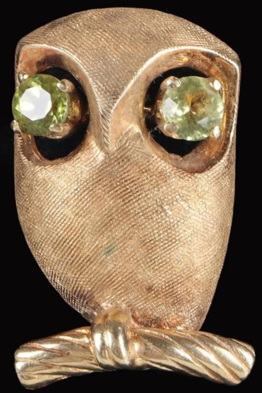 14k Gold Peridot Brooch