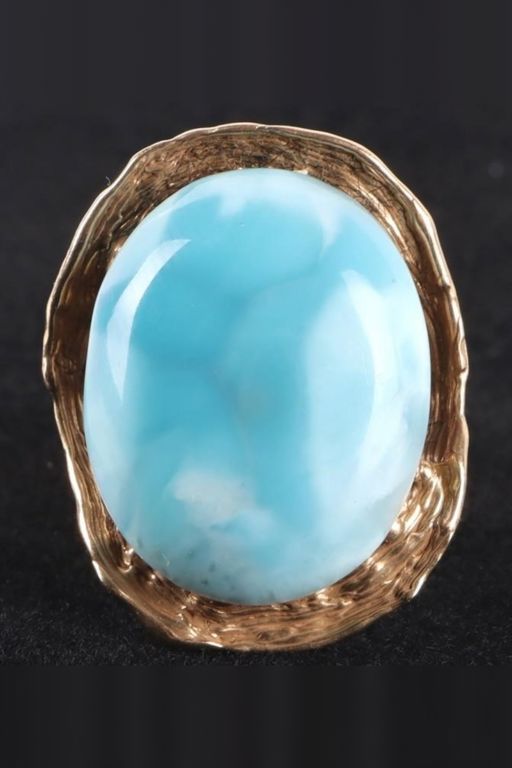 14k Gold Larimar Ring and Pendant