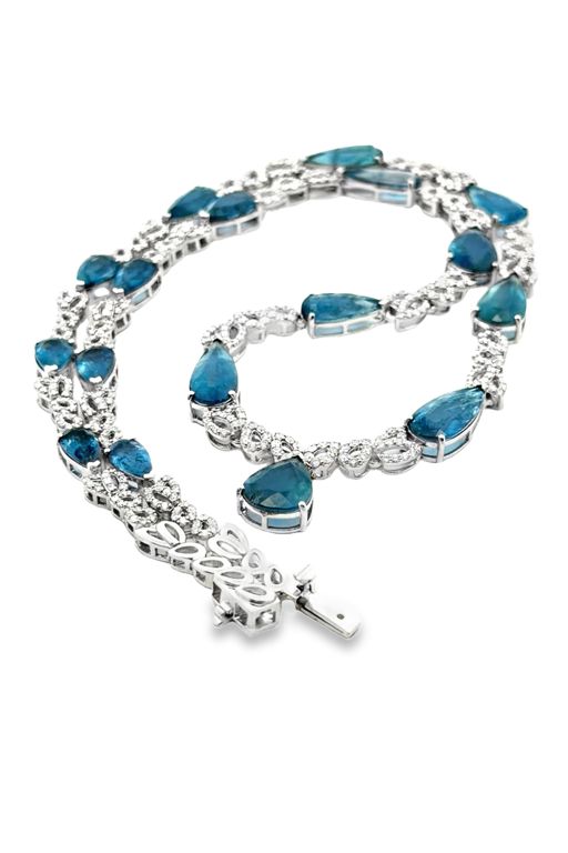 14k Gold Aquamarine and Diamond Necklace