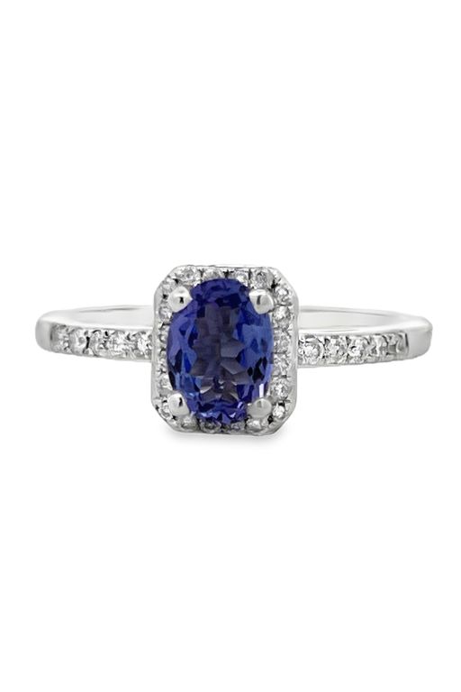 14k White Gold Tanzanite and Diamond Ring