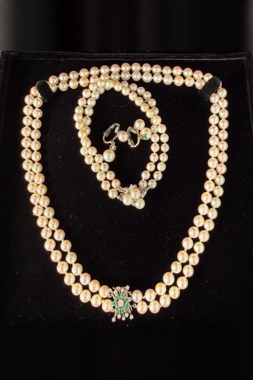 Pearl, Emerald and Diamond Jewelry Set
