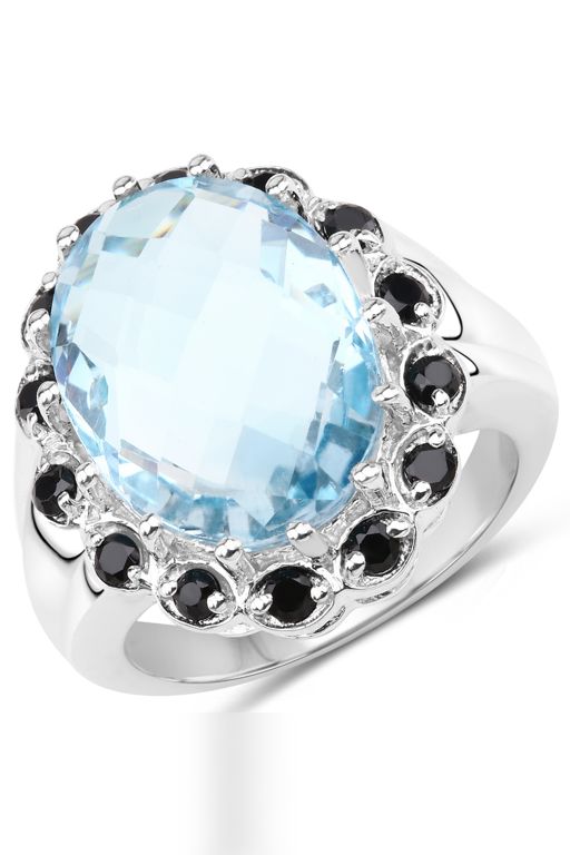Sterling Silver Topaz and Spinel Ring