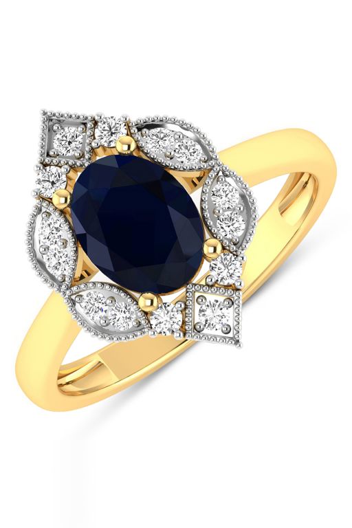 14k Gold Sapphire and Diamond Ring