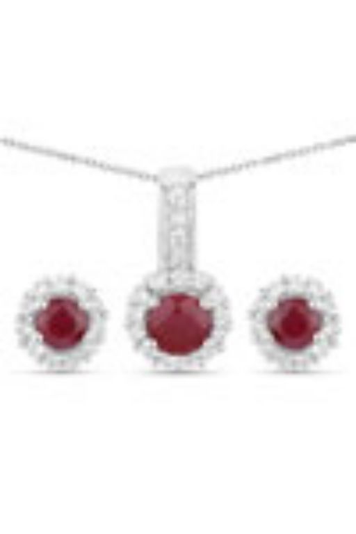 Sterling Silver Ruby and Topaz Jewelry Set