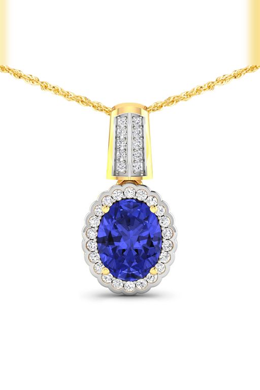 14k Gold Tanzanite and Diamond Pendant