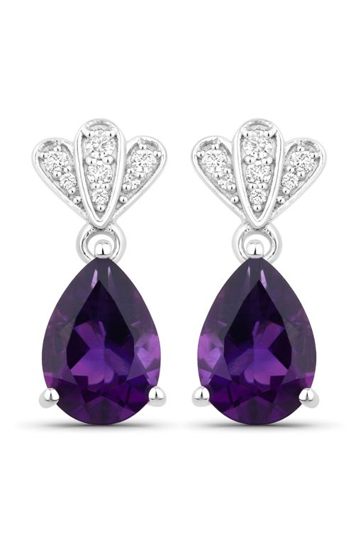 Pair of Amethyst and Diamond Earrings