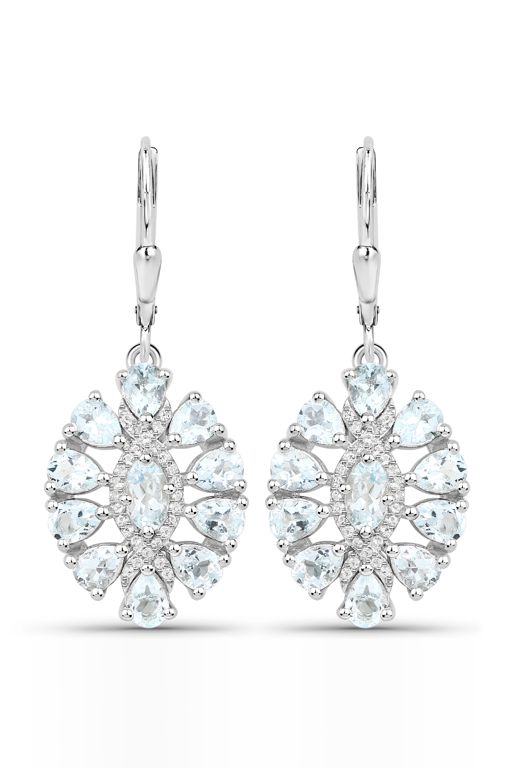Pair of Sterling Silver Aquamarine and Topaz Earrings