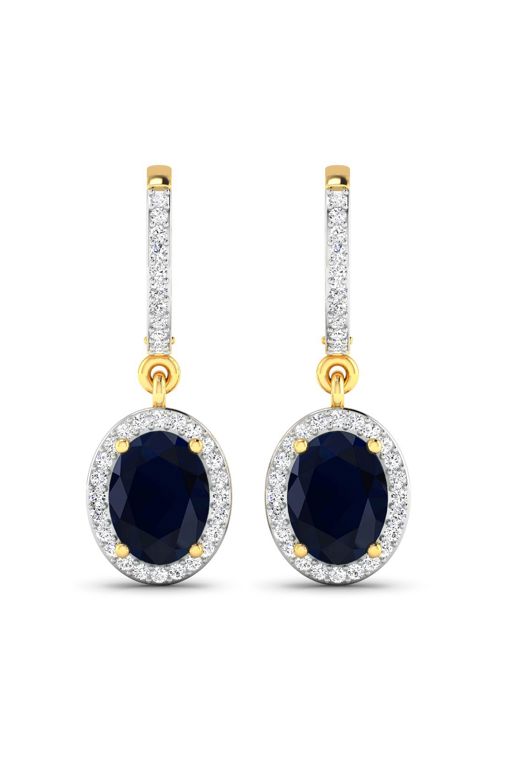 Pair of 14k Gold Sapphire and Diamond Earrings