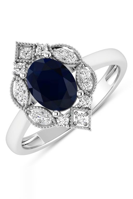 14k Gold Sapphire and Diamond Ring
